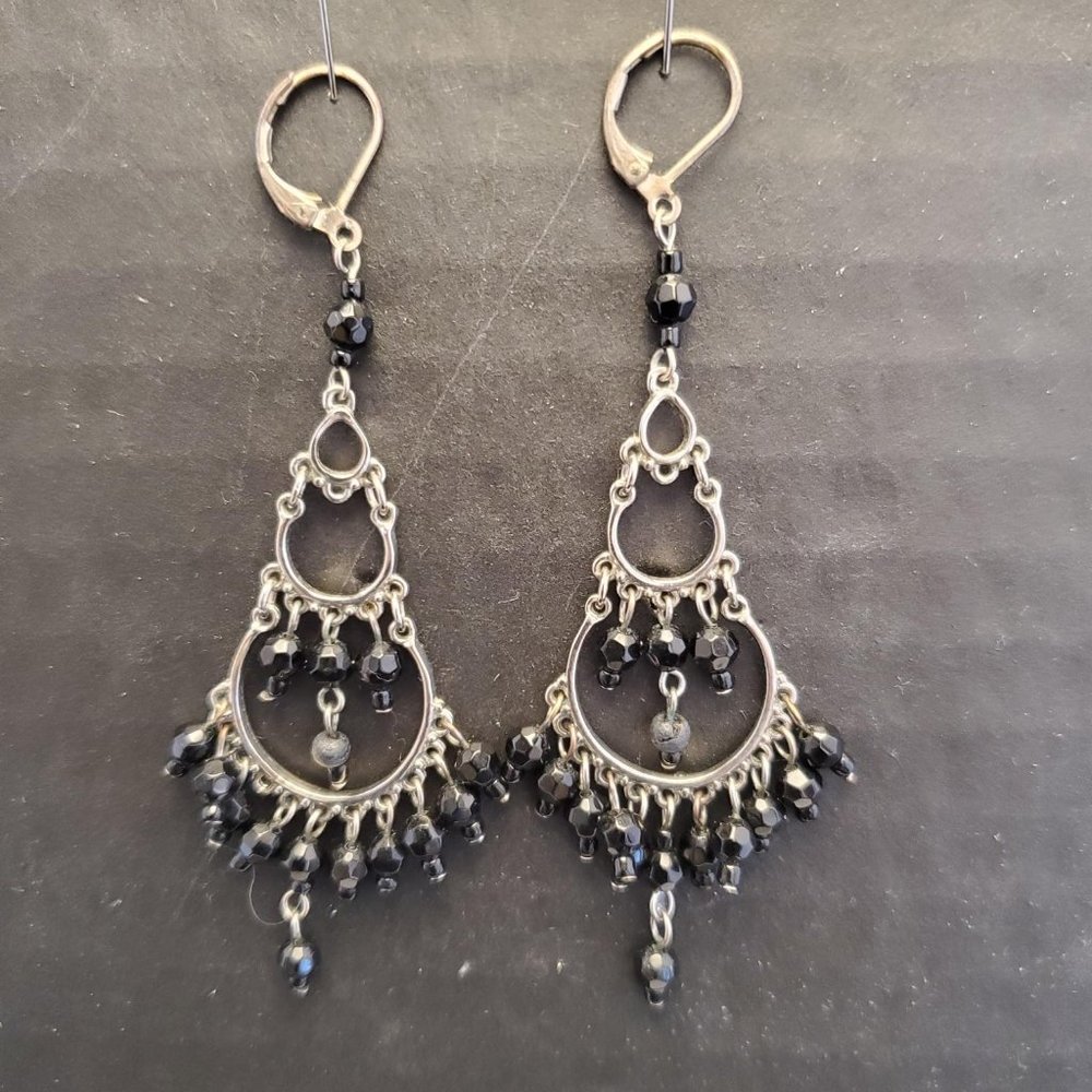 QVC Black Chandelier Drop Earrings